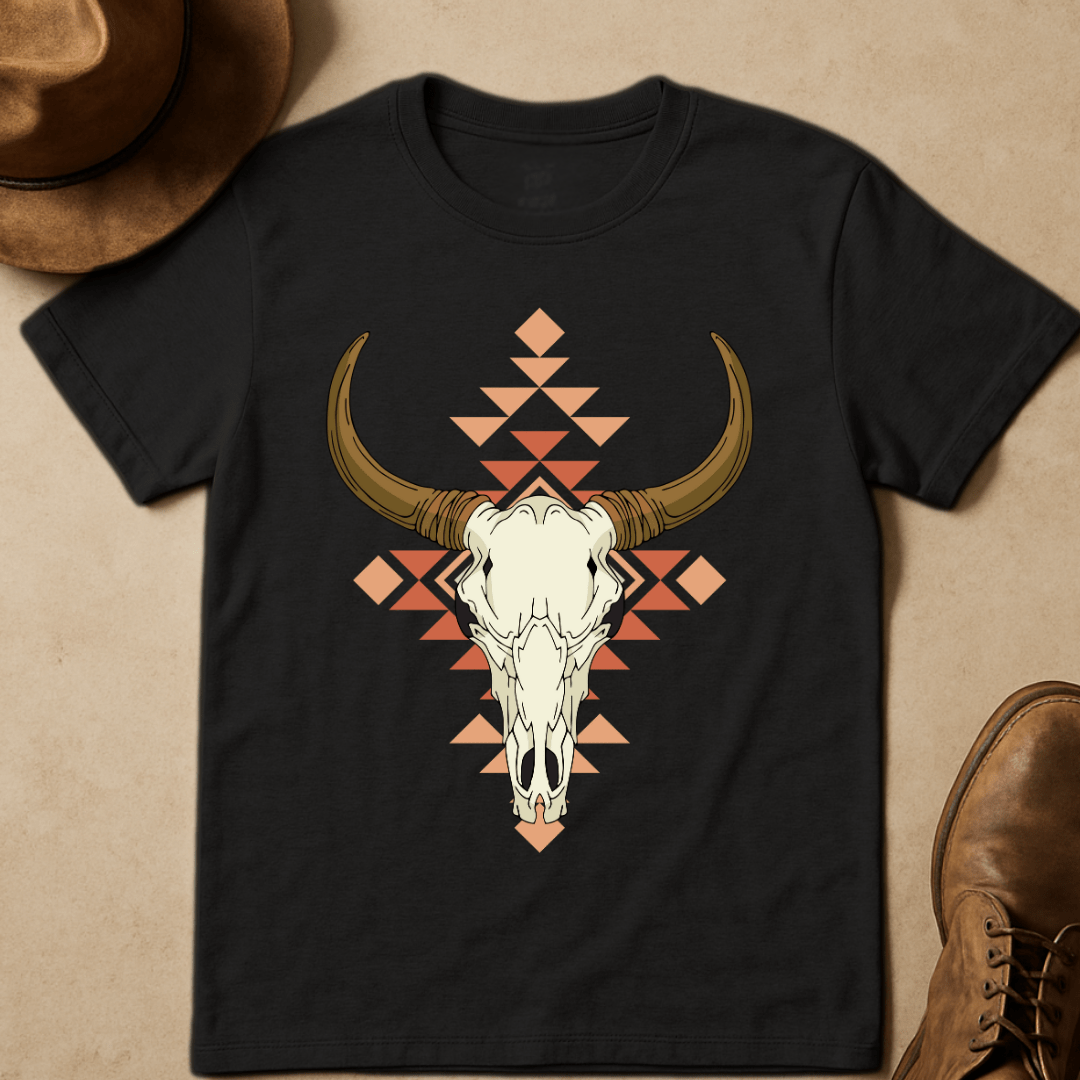 AZTEC BULL SKULL T-SHIRT
