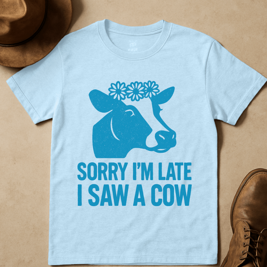FUNNY COW WITH DAISY CROWN T-SHIRT