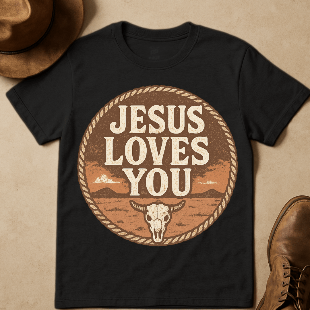 SKULL JESUS LOVES YOU T-SHIRT