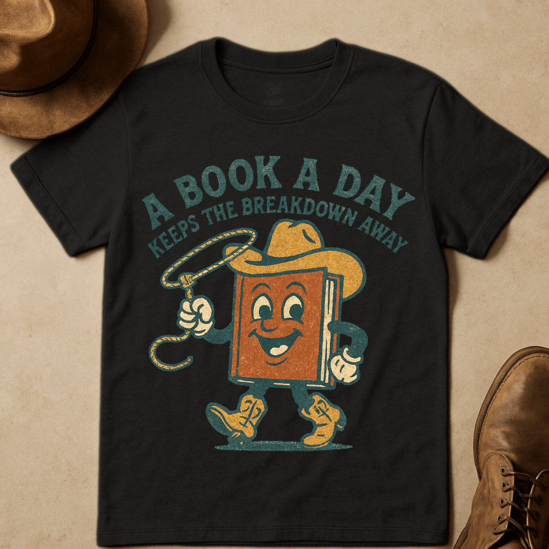 RETRO COWBOY BOOK T-SHIRT