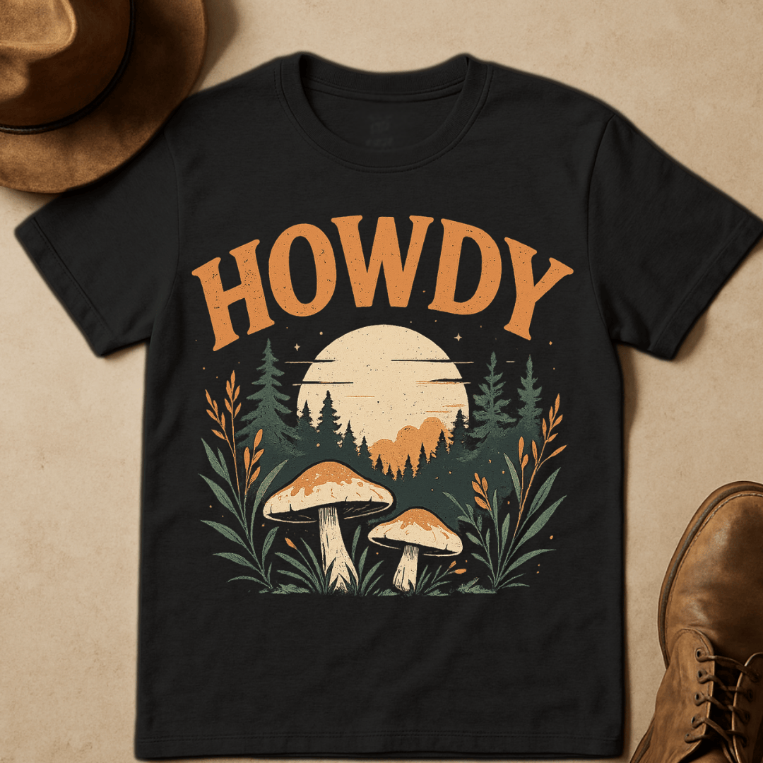 HOWDY MUSHROOMS T-SHIRT