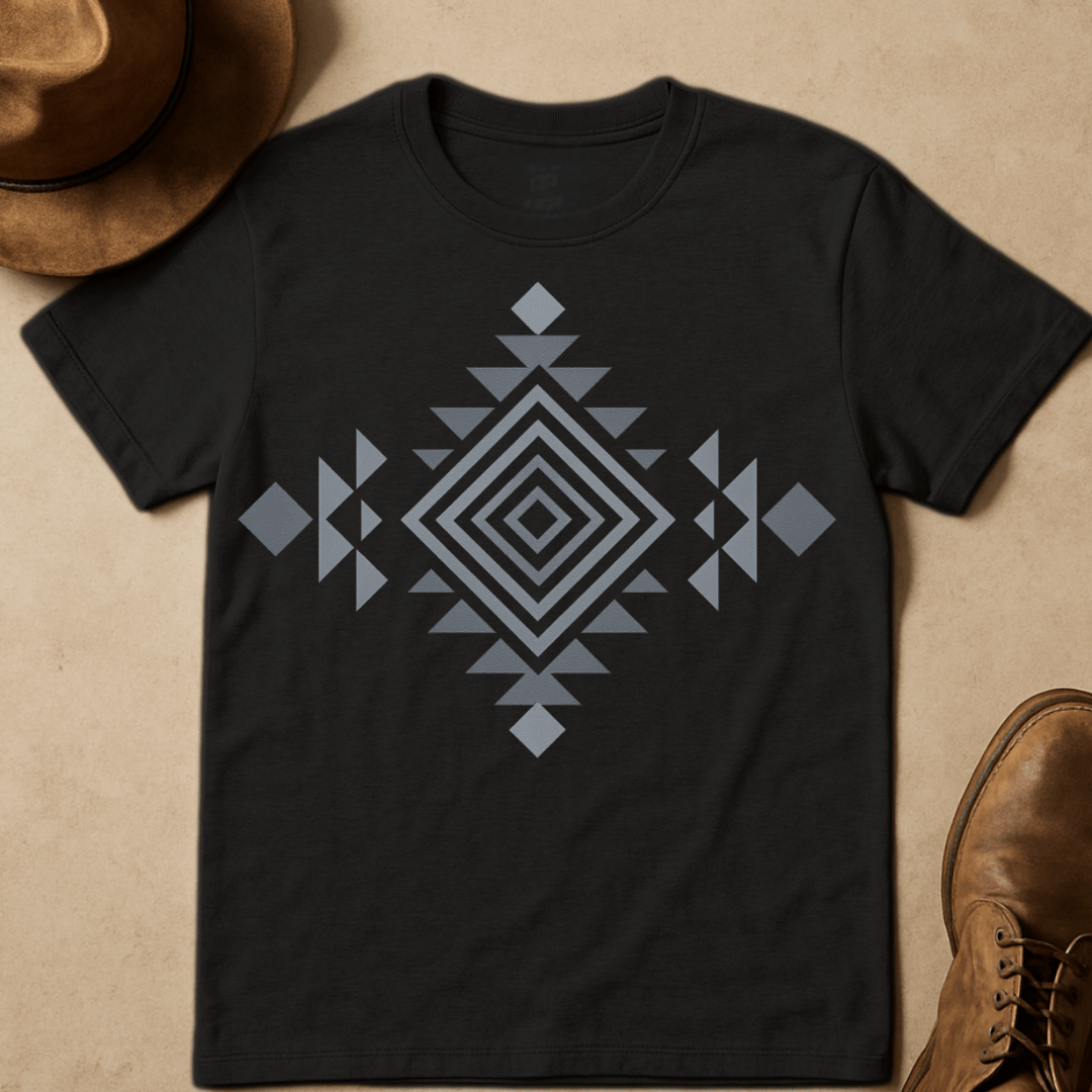 GREY WESTERN PATTERN T-SHIRT