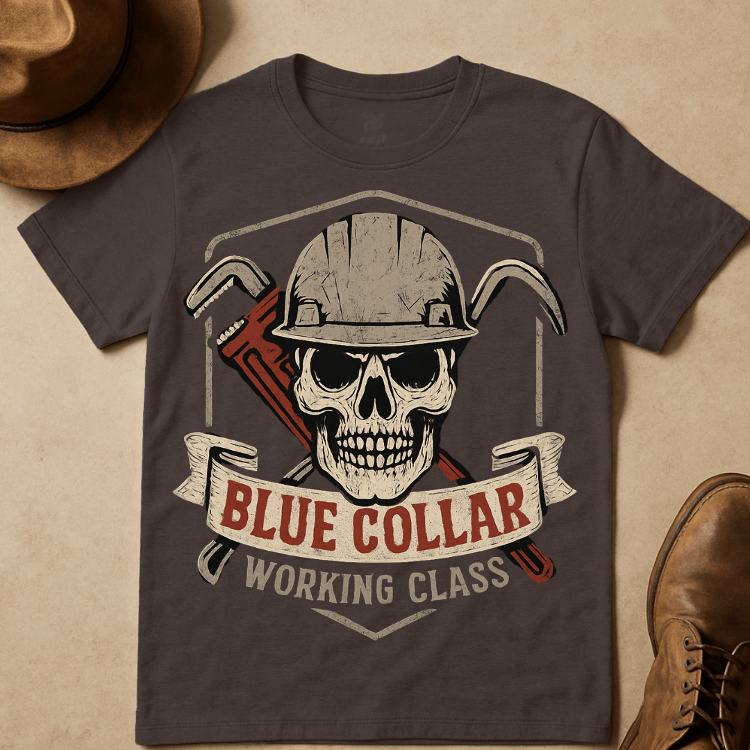 BLUE COLLAR SKULL T-SHIRT