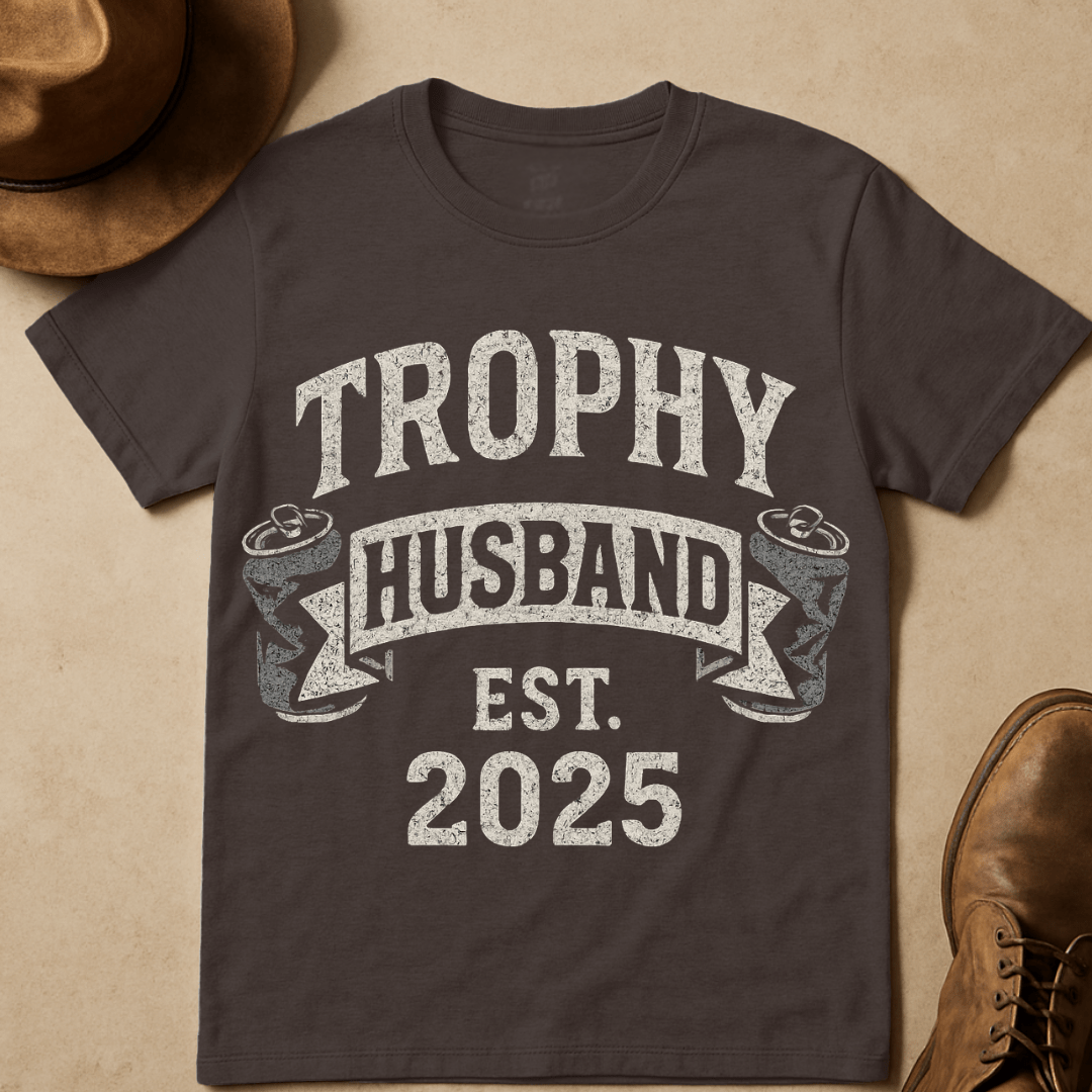 TROPHY HUSBAND VINTAGE BANNER T-SHIRT