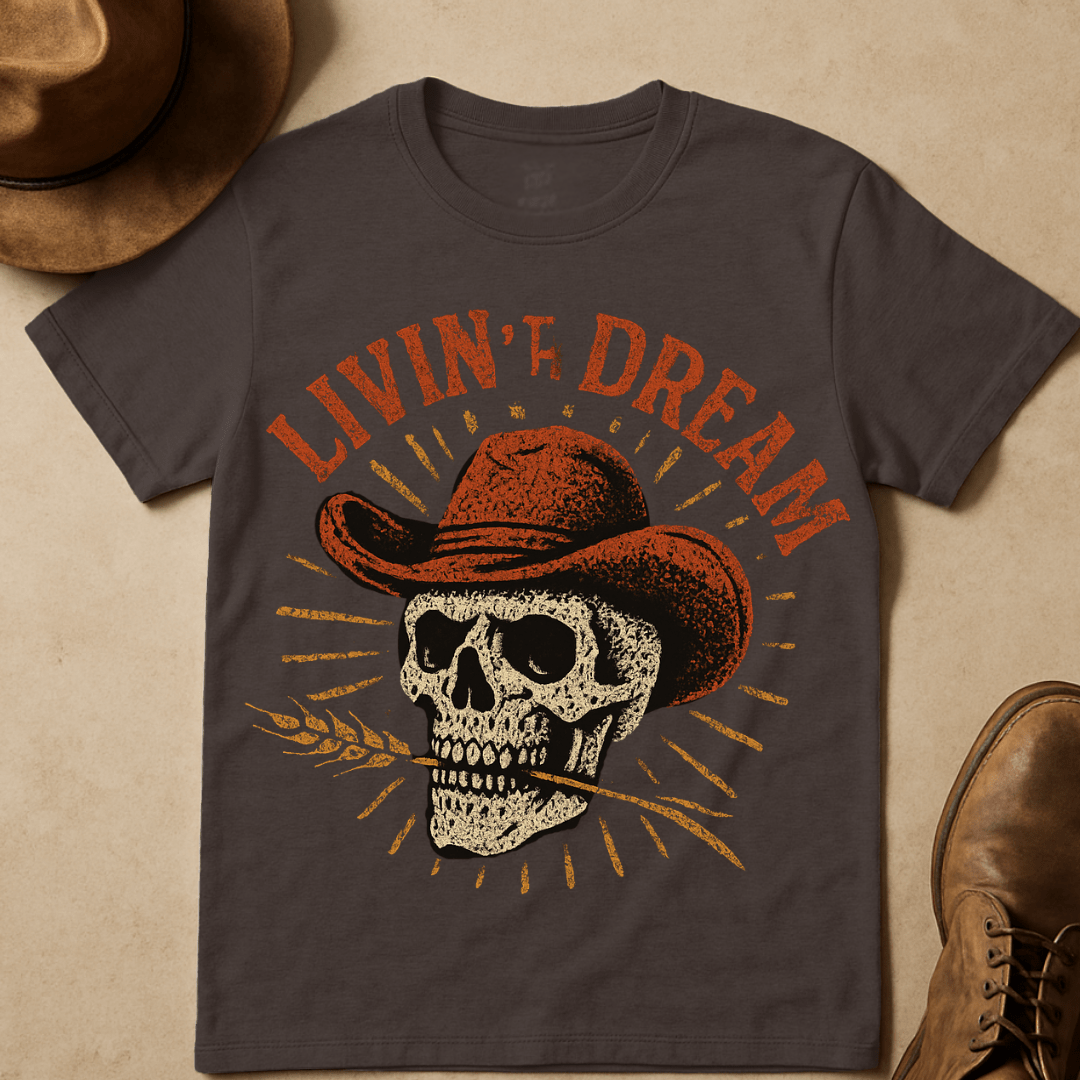 RUGGED SKULL WITH WHEAT T-SHIRT