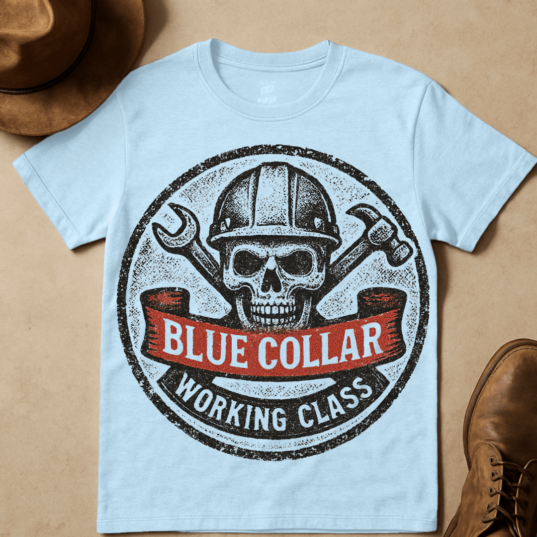 SKULL WITH HARD HAT EMBLEM T-SHIRT