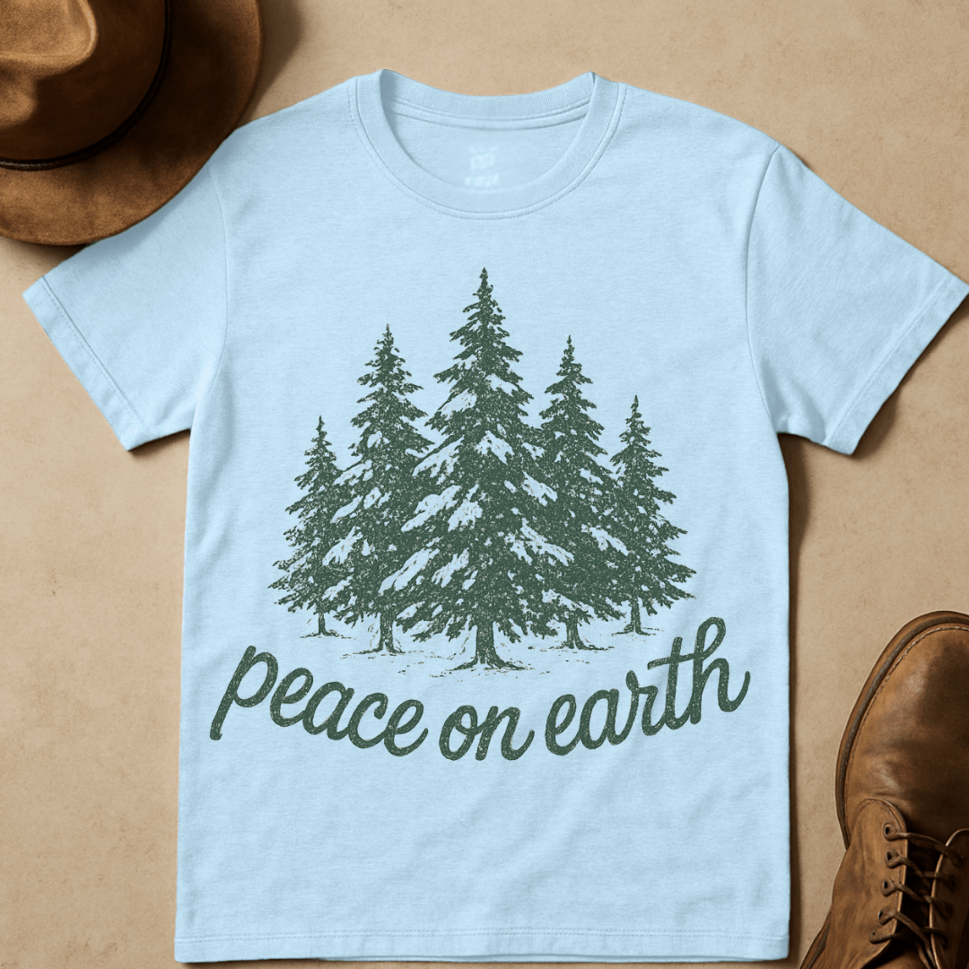 SNOW DUSTED PINE TREES T-SHIRT