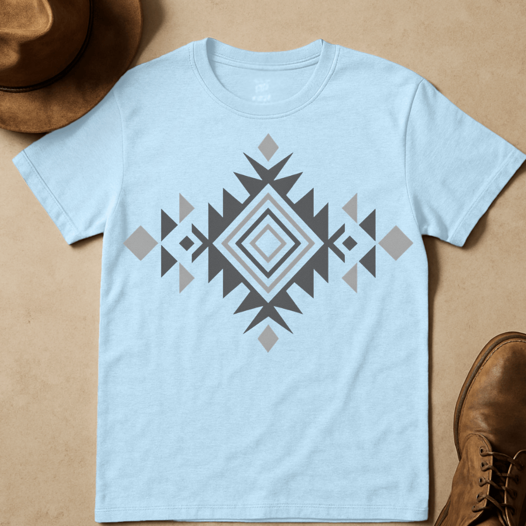 GREY WESTERN PATTERN T-SHIRT
