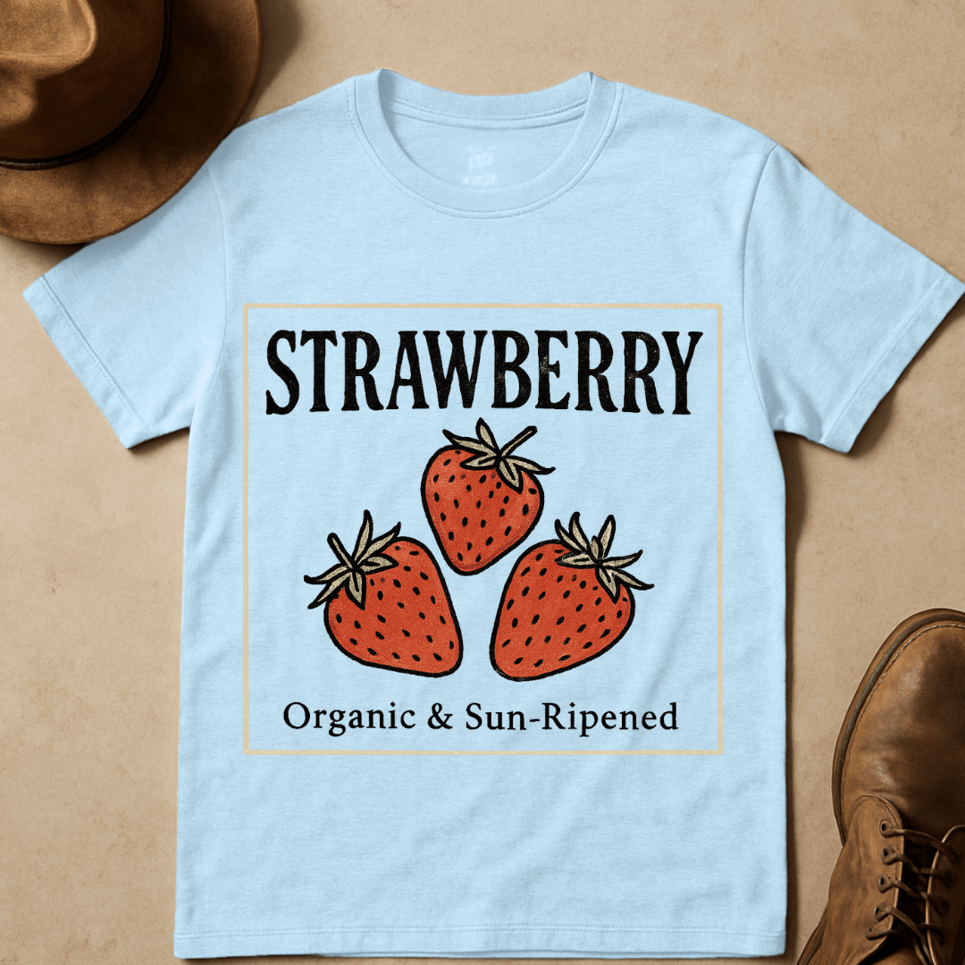 STRAWBERRY ORGANIC LABEL T-SHIRT