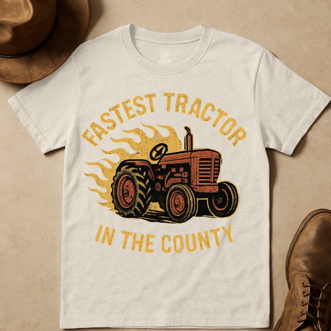 ROARING TRACTOR FLAMES T-SHIRT