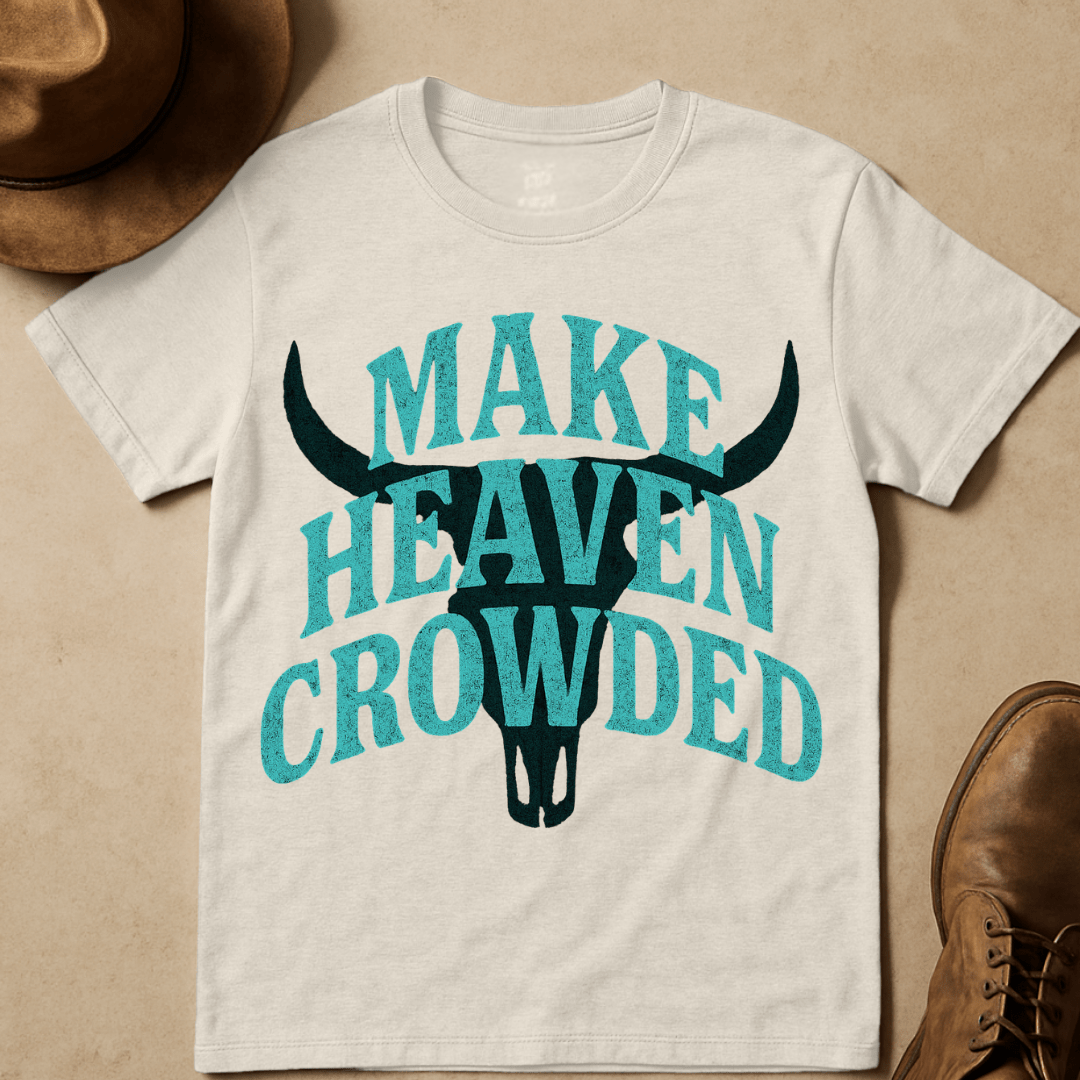 TURQUOISE COWBOY SKULL T-SHIRT