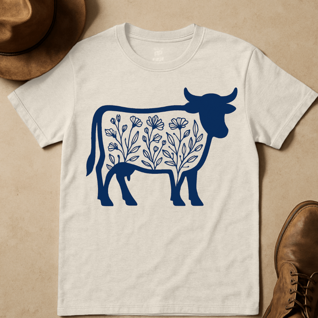 INDIGO COW T-SHIRT