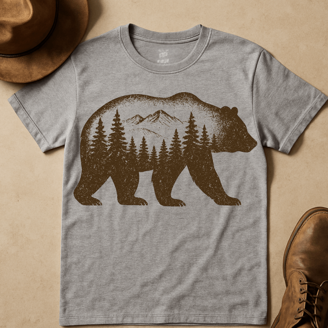 BEAR WINTER TREES T-SHIRT