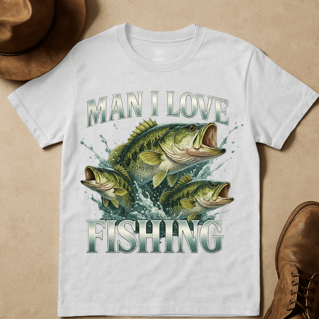 MAN I LOVE FISHING BASS T-SHIRT