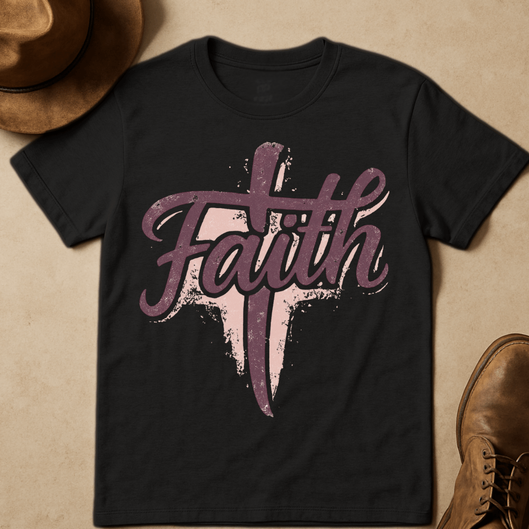 DISTRESSED ROSE CROSS T-SHIRT