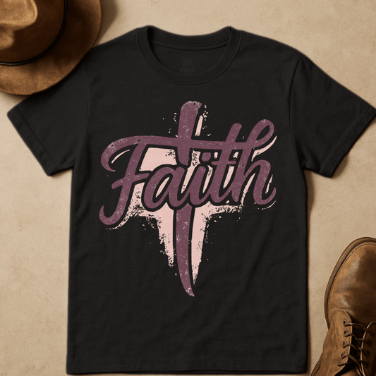DISTRESSED ROSE CROSS T-SHIRT