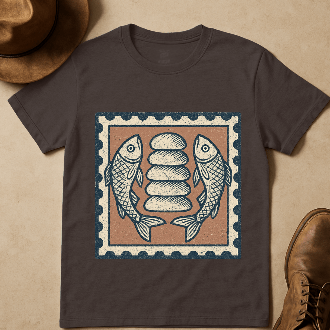 LOAVES & FISH POSTAGE STAMP T-SHIRT