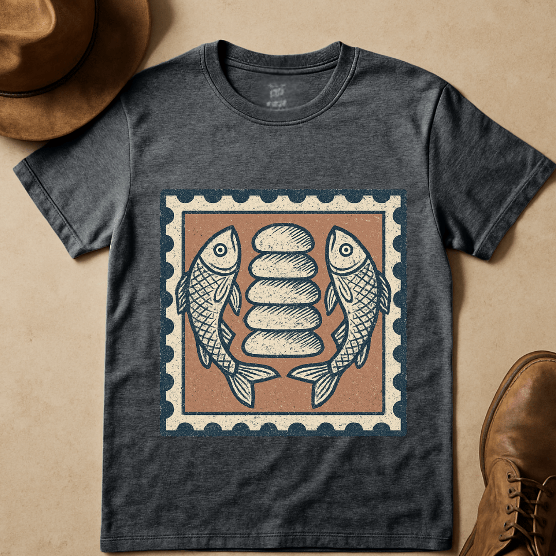 LOAVES & FISH POSTAGE STAMP T-SHIRT