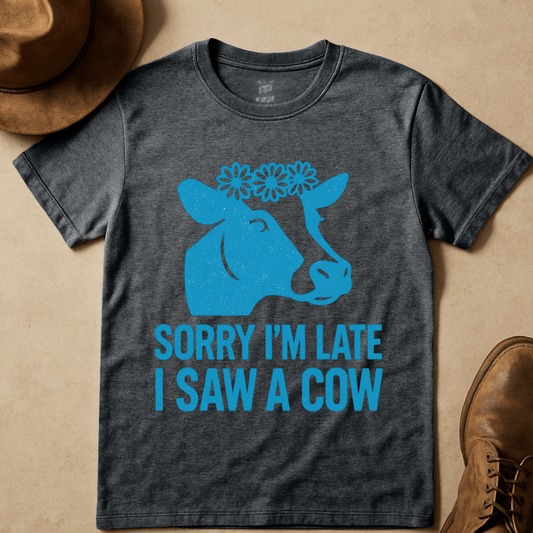 FUNNY COW WITH DAISY CROWN T-SHIRT
