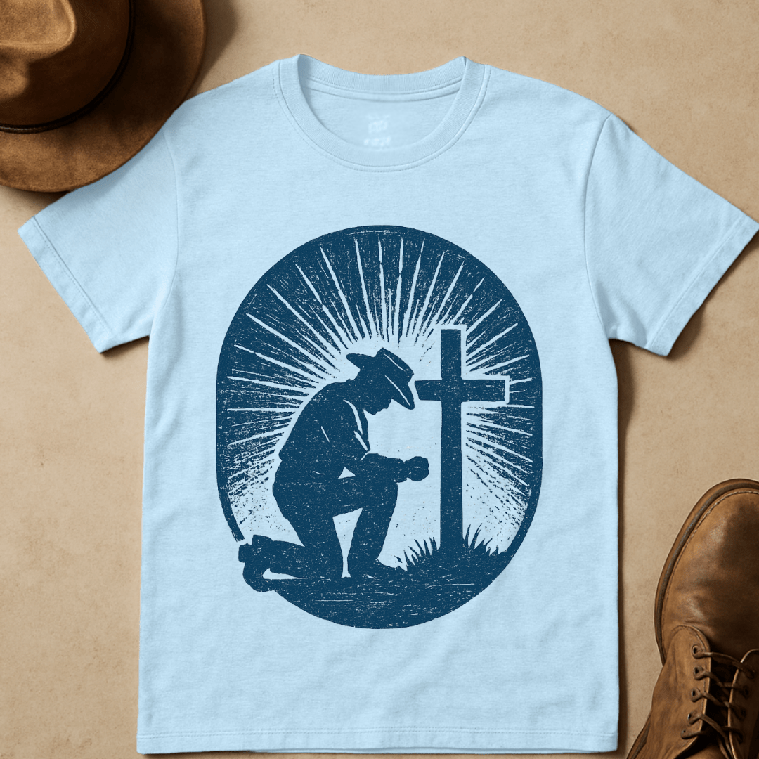 KNEELING COWBOY SUNSET T-SHIRT
