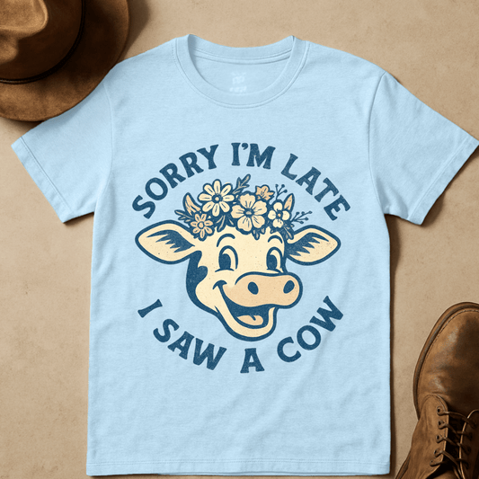 CHEERFUL COW AND WILDFLOWER T-SHIRT
