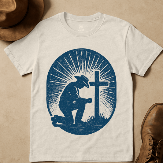KNEELING COWBOY SUNSET T-SHIRT