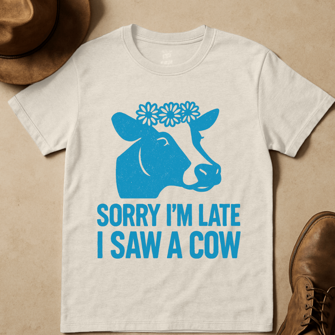 FUNNY COW WITH DAISY CROWN T-SHIRT
