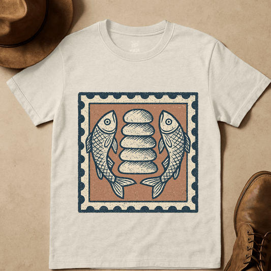 LOAVES & FISH POSTAGE STAMP T-SHIRT
