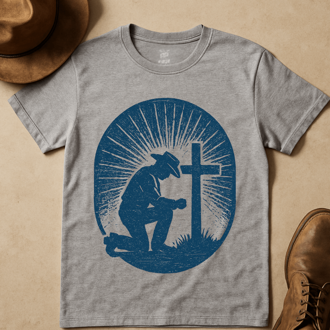 KNEELING COWBOY SUNSET T-SHIRT