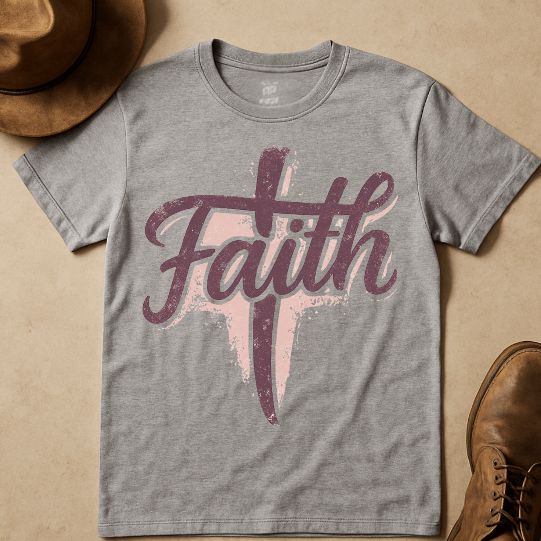 DISTRESSED ROSE CROSS T-SHIRT
