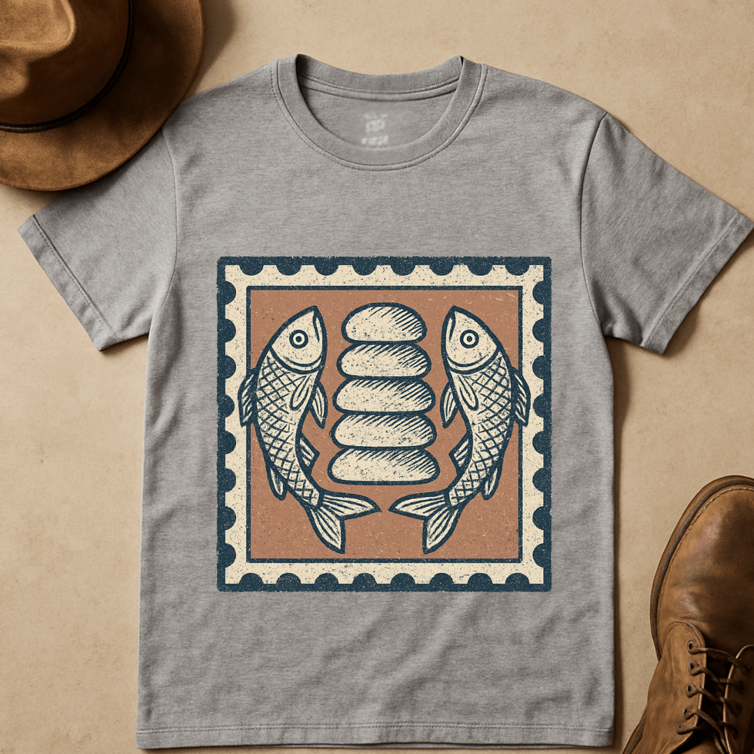 LOAVES & FISH POSTAGE STAMP T-SHIRT