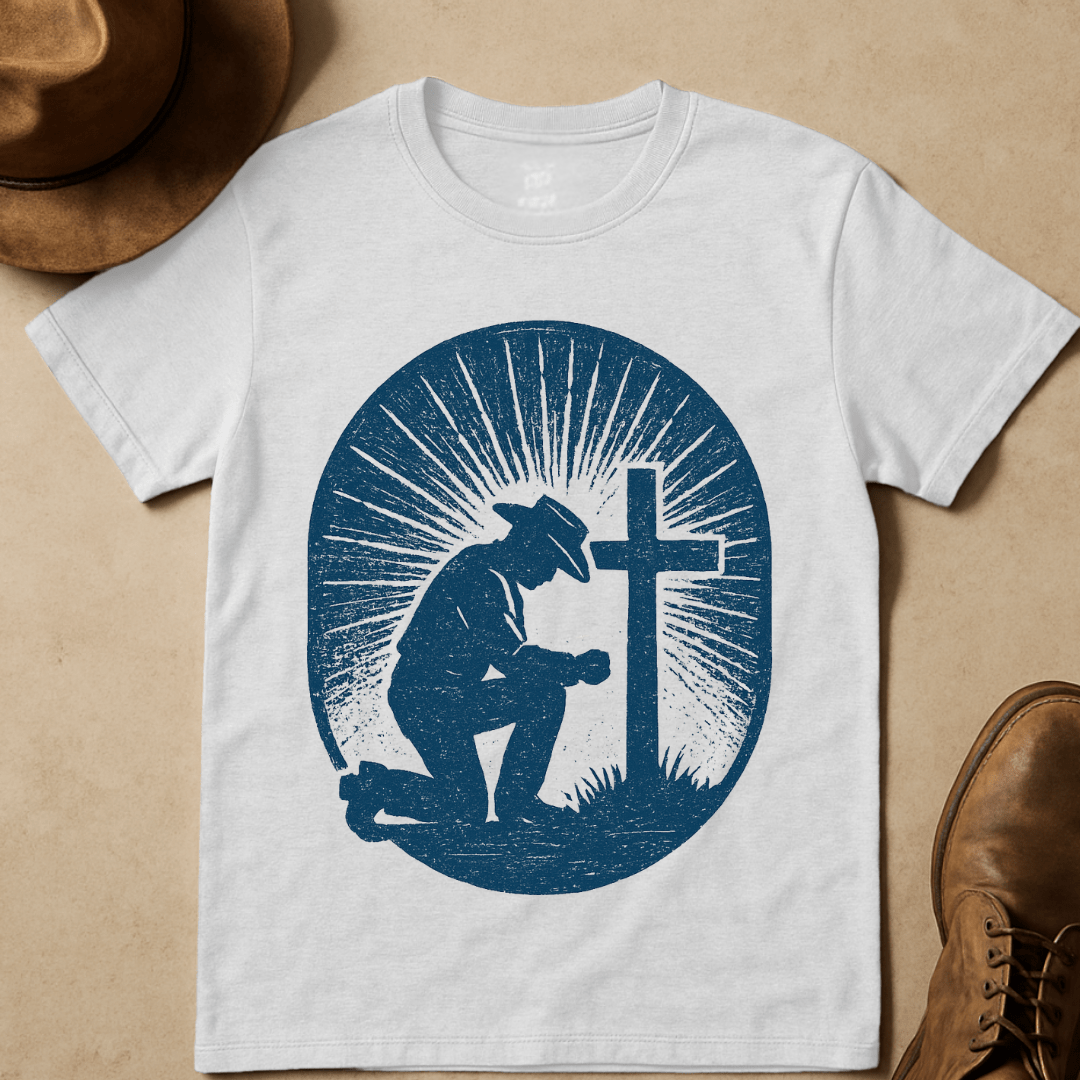 KNEELING COWBOY SUNSET T-SHIRT