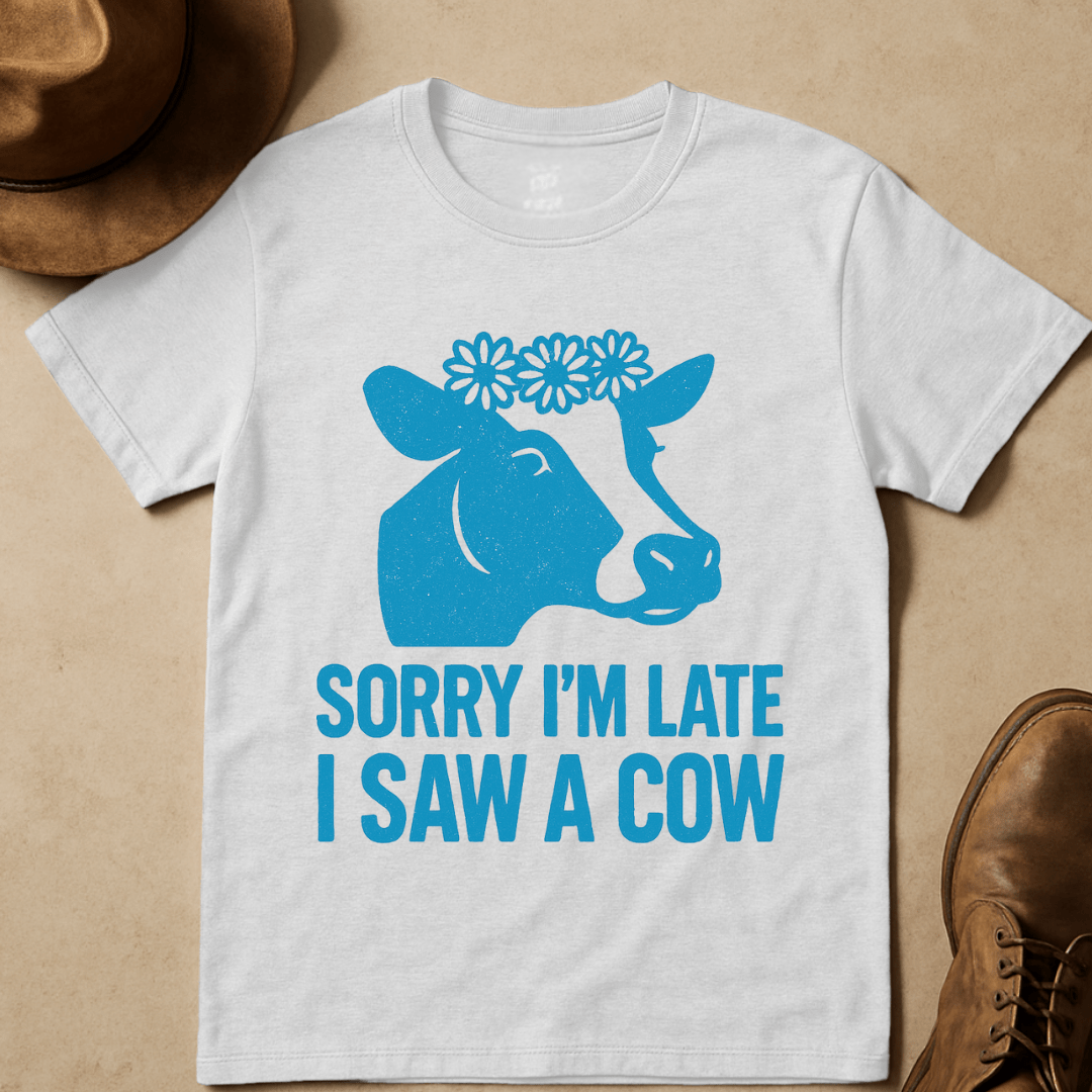 FUNNY COW WITH DAISY CROWN T-SHIRT
