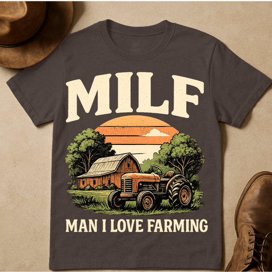BRIGHT MAN I LOVE FARMING T-SHIRT