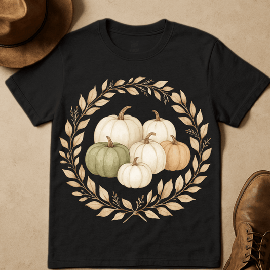WATERCOLOR PUMPKIN WREATH T-SHIRT
