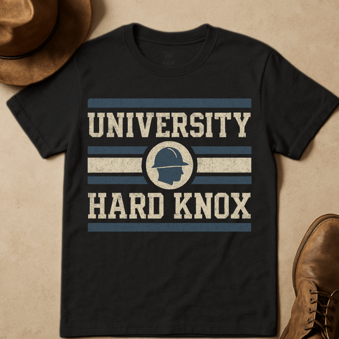 UNIVERSITY OF HARDKNOX STEEL WORKER T-SHIRT