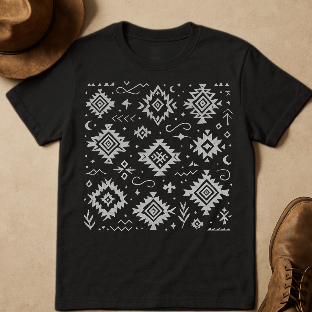 GREY WESTERN PATTERN T-SHIRT