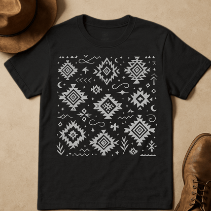 GREY WESTERN PATTERN T-SHIRT