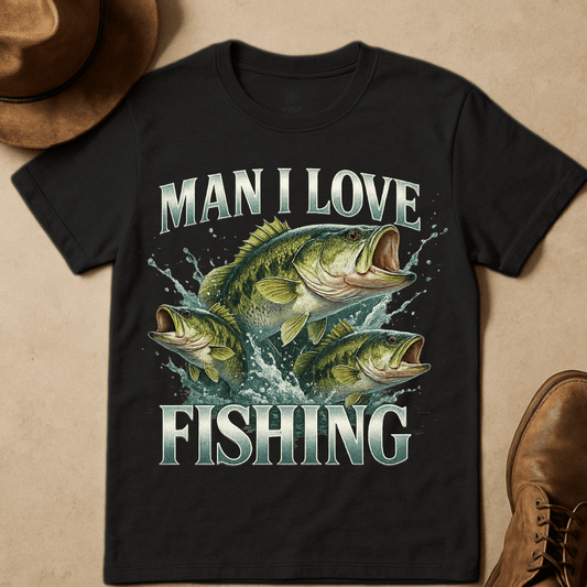 MAN I LOVE FISHING BASS T-SHIRT