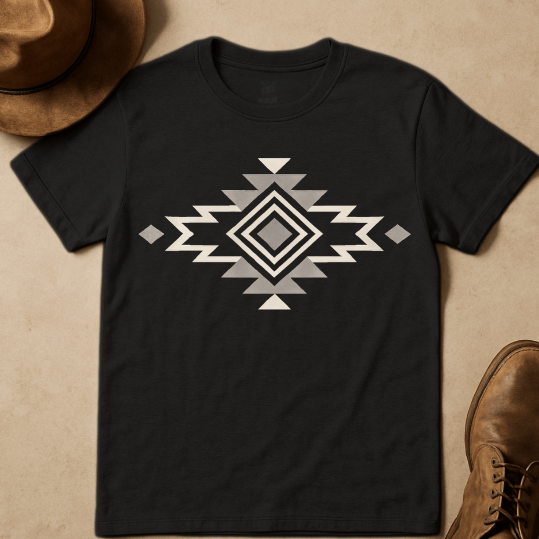 GREY WESTERN PATTERN T-SHIRT