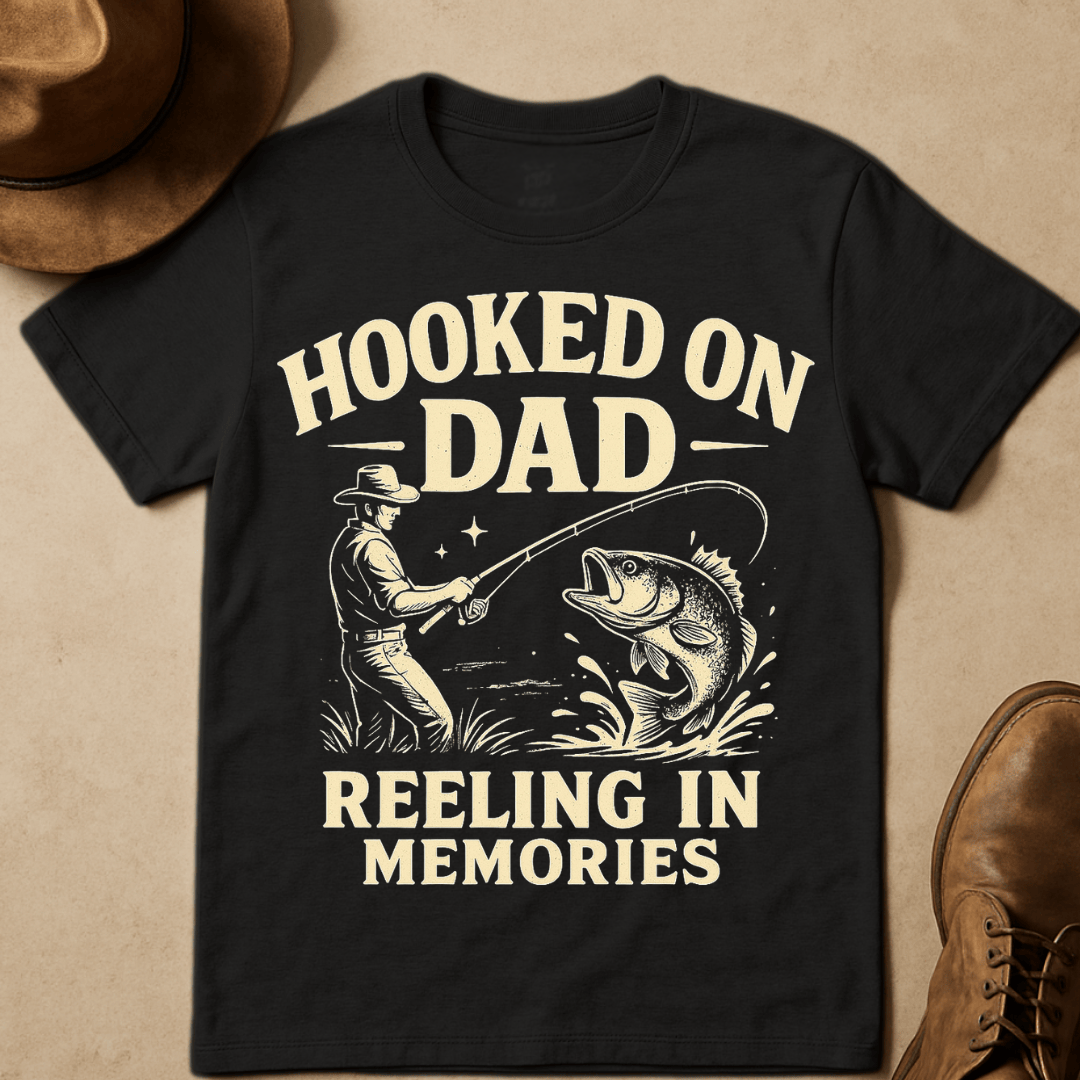 HOOKED ON DAD T-SHIRT