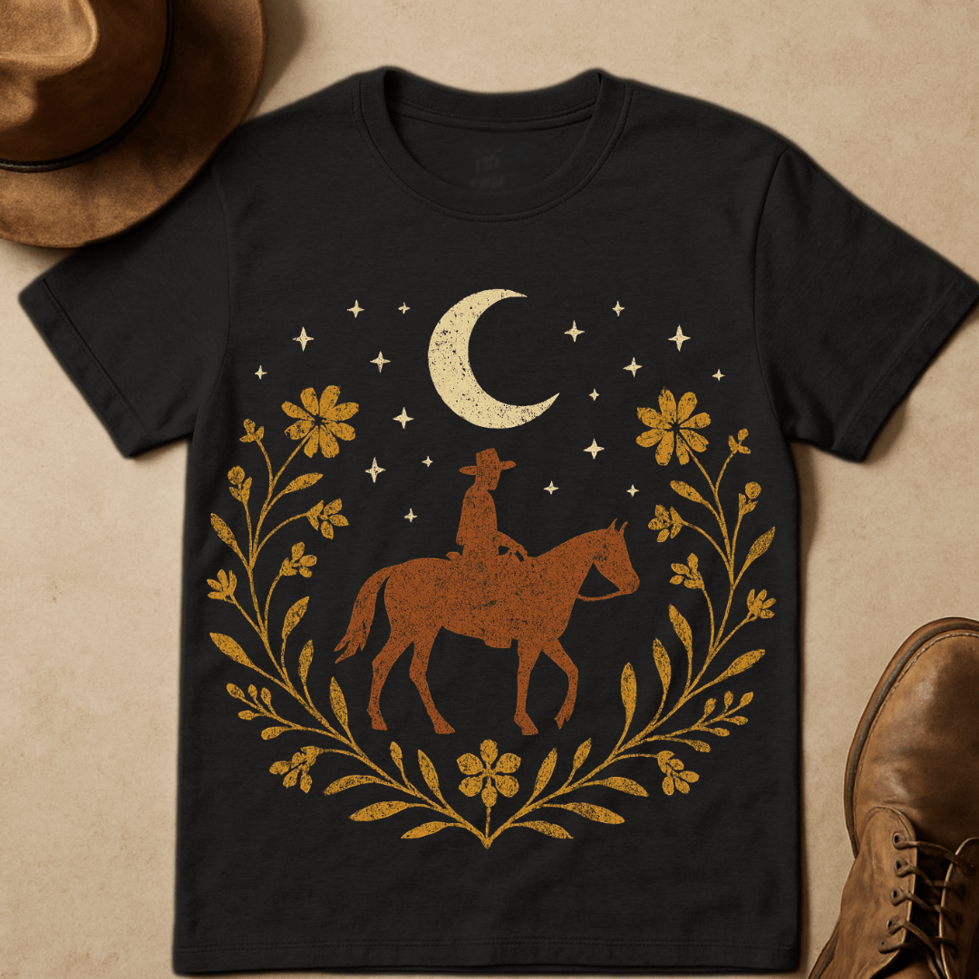 COWBOY UNDERMOON AND WILDFLOWERS T-SHIRT