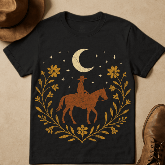 COWBOY UNDERMOON AND WILDFLOWERS T-SHIRT