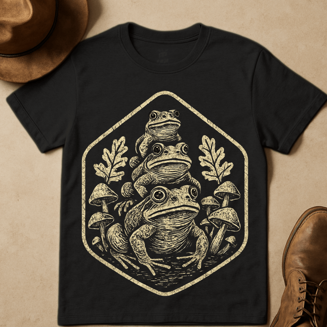 FROGS WITH MUSHROOMS T-SHIRT