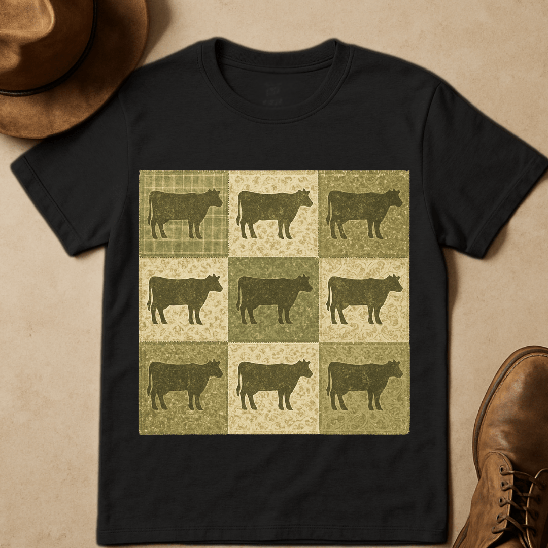 COW PATCHWORK QUILT T-SHIRT