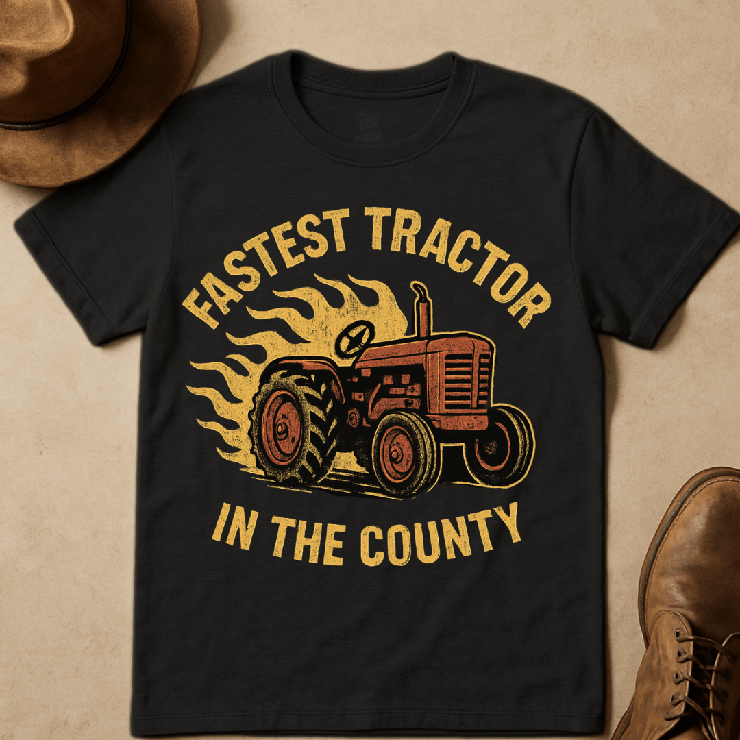 ROARING TRACTOR FLAMES T-SHIRT