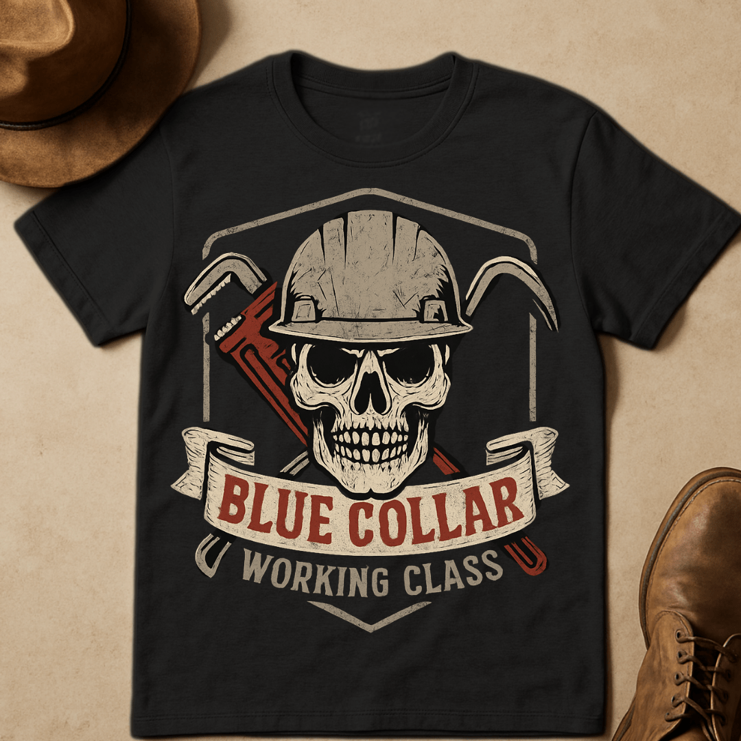 BLUE COLLAR SKULL T-SHIRT
