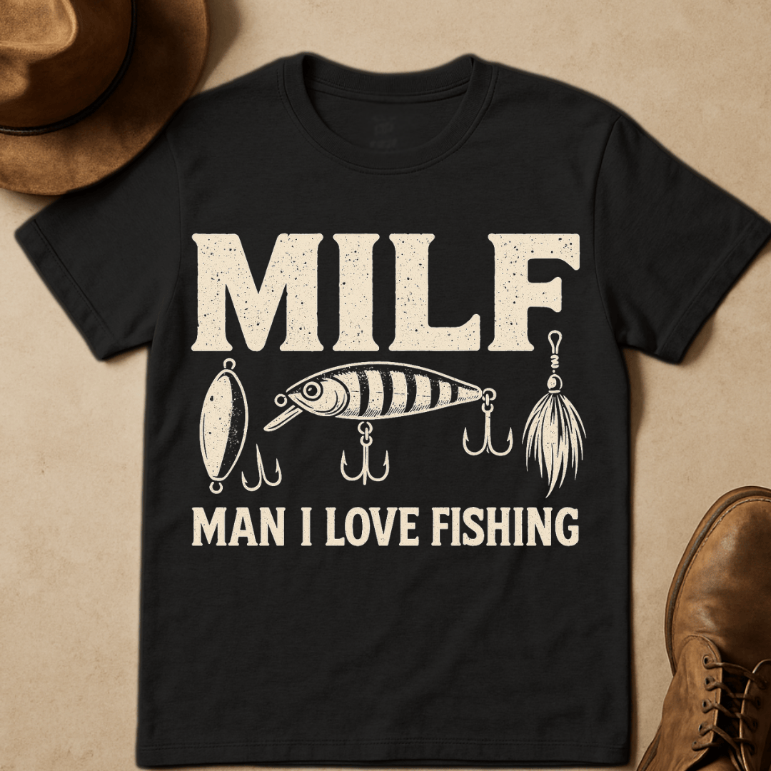 MILF FISHING WITH LURES T-SHIRT