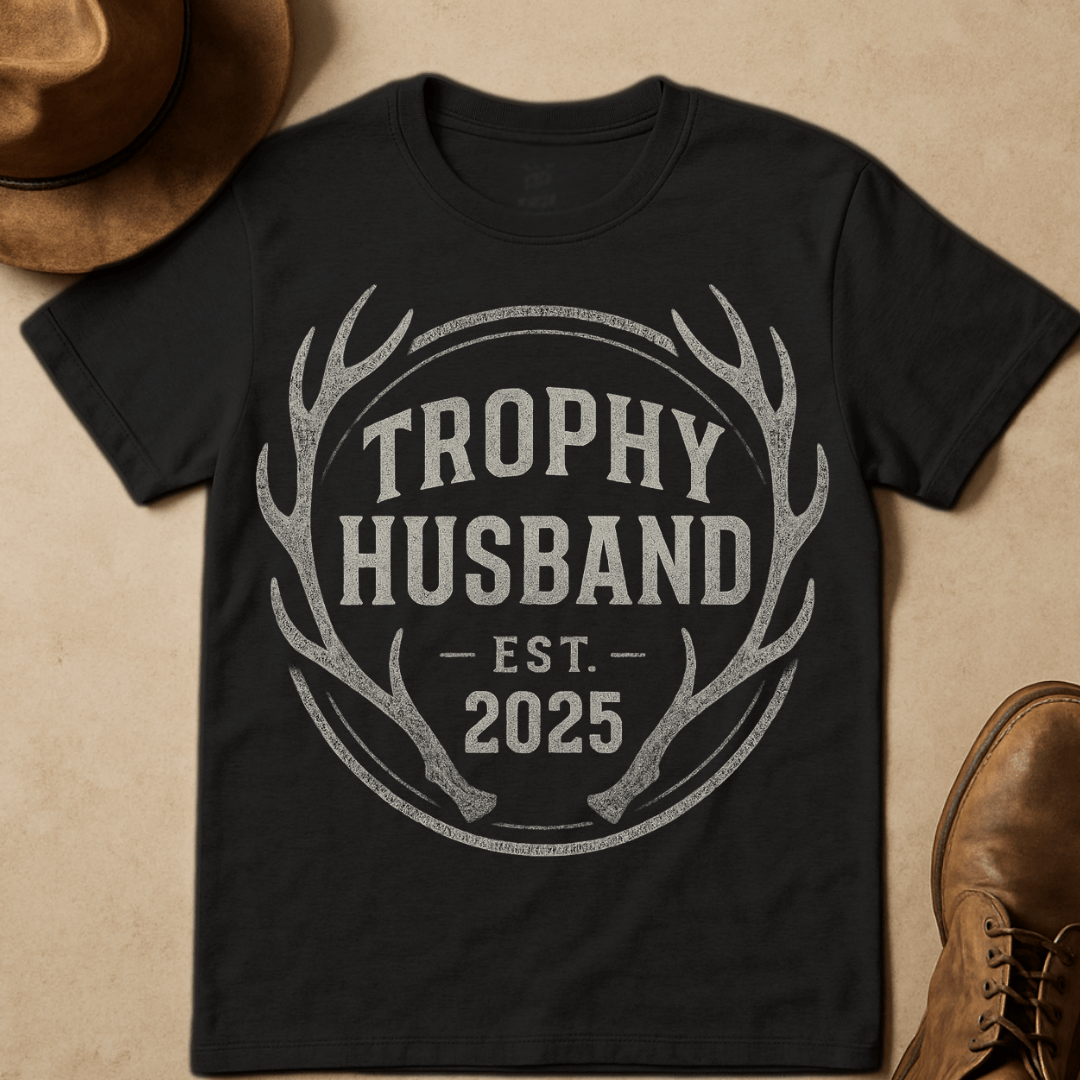 TROPHY HUSBAND ANTLER EMBLEM T-SHIRT