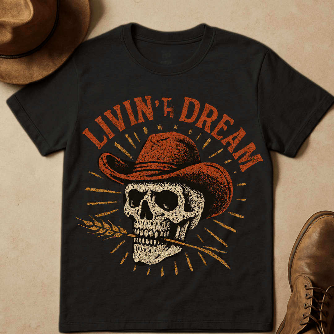 RUGGED SKULL WITH WHEAT T-SHIRT